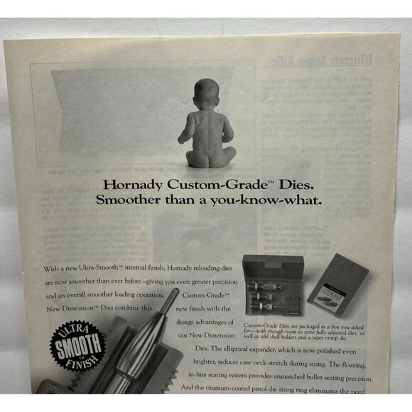 Hornady Custom-Grade Dies Vintage Print Ad 1990s Bullet Reloading Tool - Picture 4 of 6